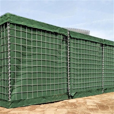 El PVC de la barrera de Hesco de la pared de Olive Green Gabion Military Sand cubrió 300g/M2